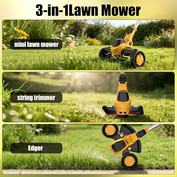 Weed Wacker Cordless Compatible with DEWALT 20V MAX Battery, Electric Weed Cordless Eater with 4 Types Blades, Brushless Grass Trimmer/Lawn Edger/Mower/Brush Cutter for Yard Garden(No Battery)