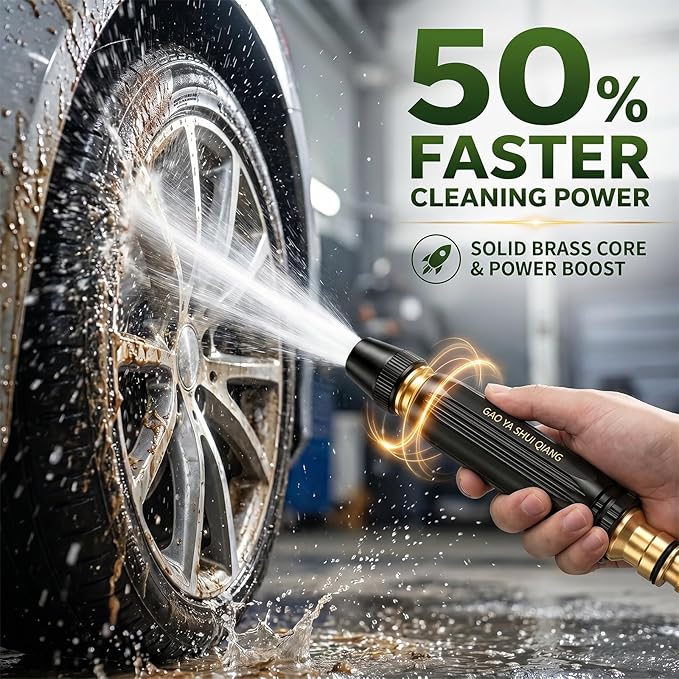 PowerJet High Pressure Water Gun-5-in-1 Nozzle,Garden Hose Pressure Booster,3000PSI Booster, Heavy Duty for Car Wash, Garden Watering & Outdoor Cleaning