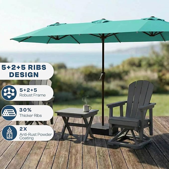 15FT Large Patio Umbrella with Base Included