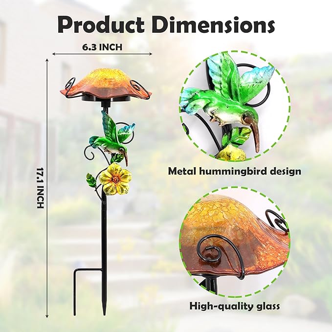 Solar Outdoor Lights Decorative Solar Glass Mushroom Lights Waterproof LED Yellow Garden Stake Light for Walkway Pathway Lawn Patio Yard Decorations.