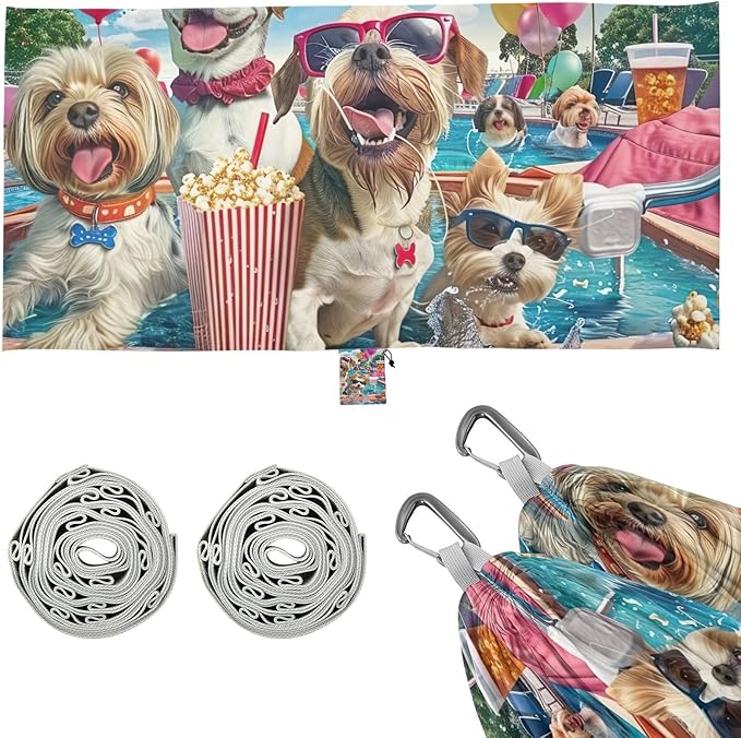 FRMG Dog Swimming Pool Party Camping Hammock 500 lbs Capacity Portable Hammocks with Tree Straps & Attached Carry Bag, Camping Essentials Gear 2014009a