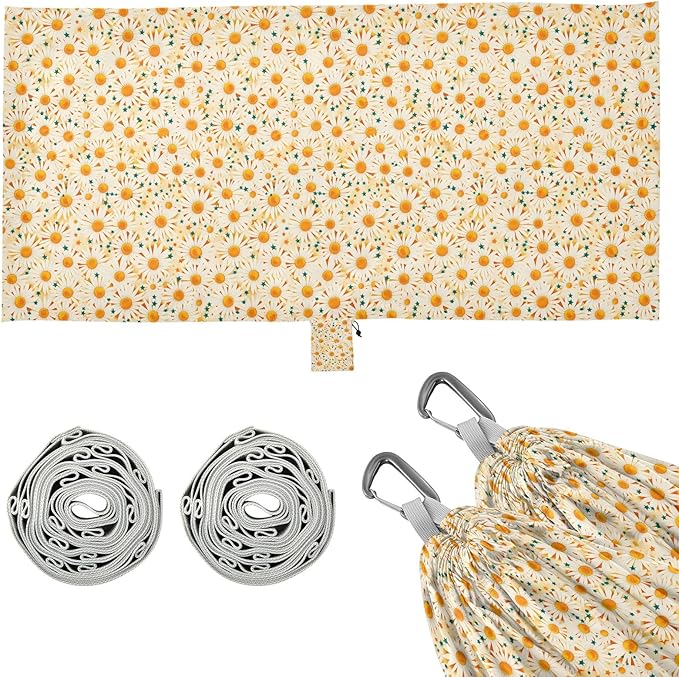 Camping Hammock Outdoor Hammocks for Outside Summer Daisy Flower Beach Trees Portable Lightweight with Pockets Tree Straps Indoor