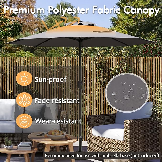 Tangkula 8.5 FT Outdoor Patio Umbrella, Modern Table Umbrella with 8 Heavy Duty Ribs, Vented Top & Crank Handle, Sun-proof Canopy, Market Umbrella for Patio, Garden, Poolside (Grey)