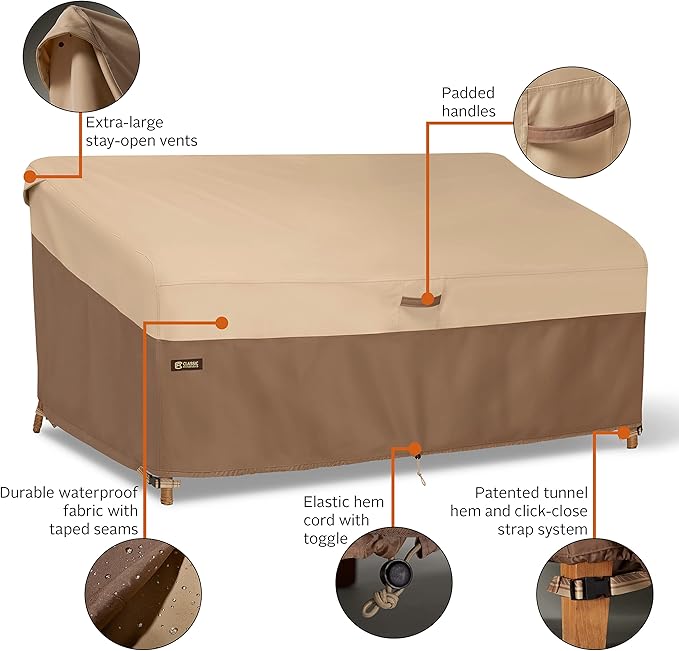 Classic Accessories Veranda's Best Waterproof Patio Sofa/Loveseat Cover, 88 x 40 x 34 Inch