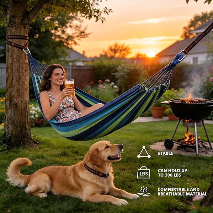 Outdoor amacas Garden Camping Hammock,Portable Hammock for Patio Yard Garden Backyard Porch Travel