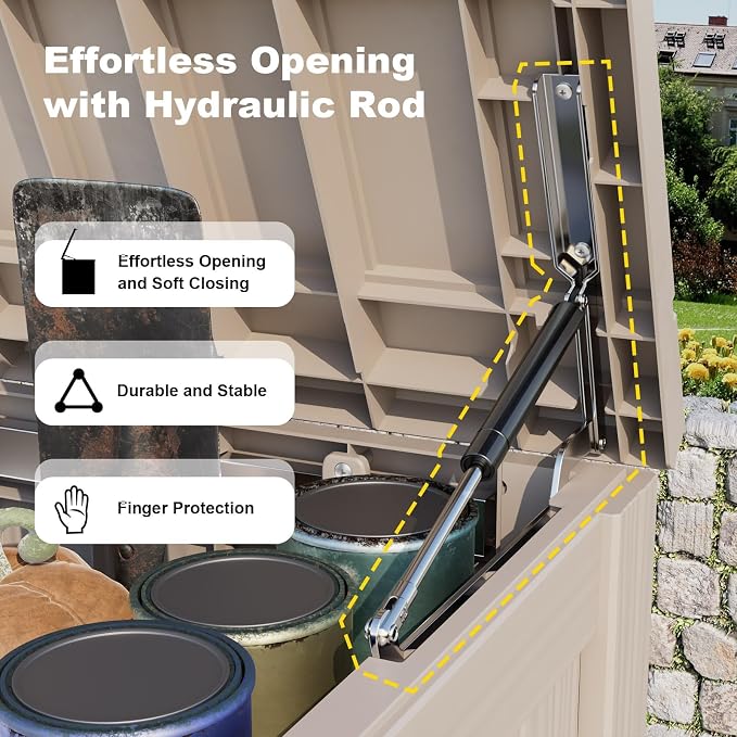 Waterproof Outdoor Storage Box Outside Deck Box Lockable Resin Bench UV Resistant Furniture Cushion Pool Tool Float Bin Patio Garden Porch (Grey, 120 Gallon)