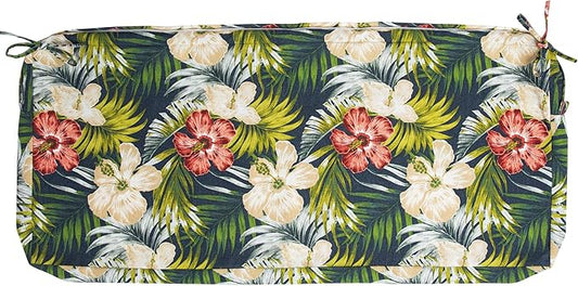 Magpie Fabrics Patio Bench Cushion Cover 48x18x3 Inch, NO Insert! Water Resistant UV Protection Outdoor Swing Loveseat Replacement Cover with Zipper (Midnight Floral)