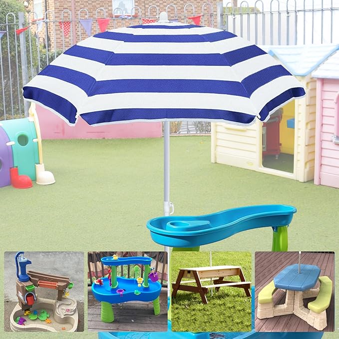 Beach Umbrella for Kids Water Table & Picnic Table Shade, Heavy-Duty Children's Portable Outdoor Umbrella, 47 Inch UV Protection for Sand Play, Camping, Garden and Beach
