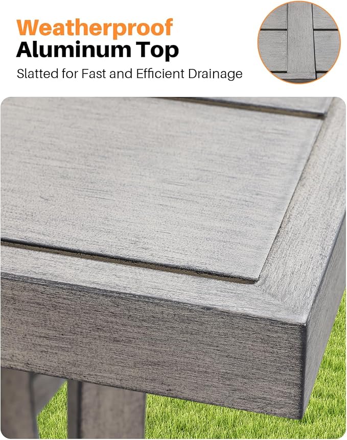 Aluminum Patio Dining Table for 6, Never Rusts Outdoor Rectangle Dining Table with Umbrella Hole, Rustproof 6 Person Outdoor Dining Tables for Backyard, Deck, Garden, Poolside, Porch