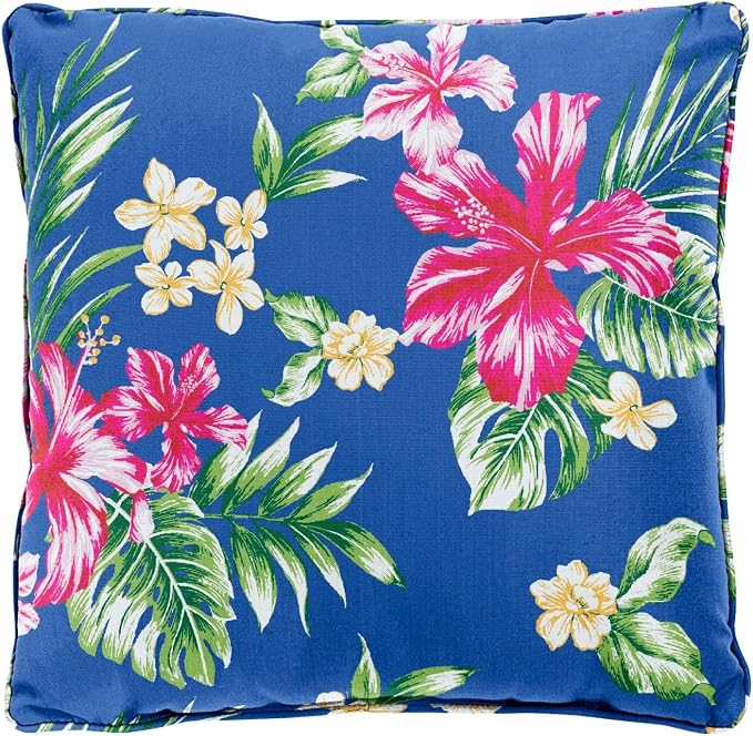 BrylaneHome Bh Outdoor Performance 16" Sq. Toss Pillow - Cobalt Tropicana