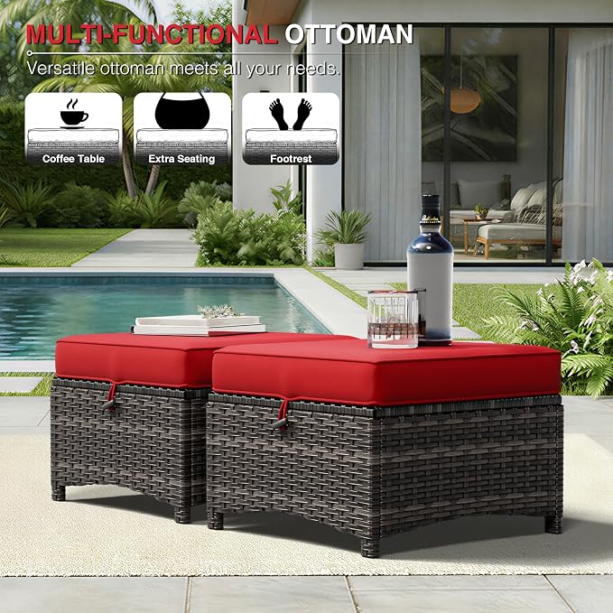 Joyside 8 Piece Wicker Patio Furniture Set, Rattan Patio Chairs with High Back, Deep Seating, Wide Armrest, Thickened Cushions, Outdoor Furniture for Deck, Porch Use