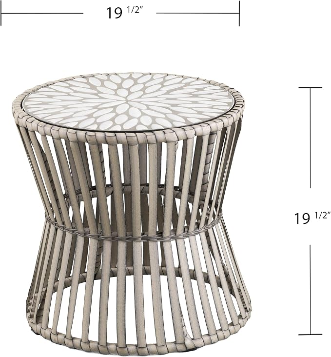 SEI Outdoor Patio Furniture - Melilani Round Outdoor Side Table - Transitional Design Natural Rattan - Fully Assembled - Ideal for Patio, Backyard (OD1086106)