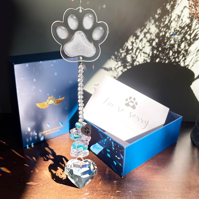 Dog Memorial Gifts for Loss of Dog Pet Sympathy Gift Suncatcher, Dog Memorial Gifts, Loss of Pet Memorial Keepsake - Dog Bereavement Gift - Clear