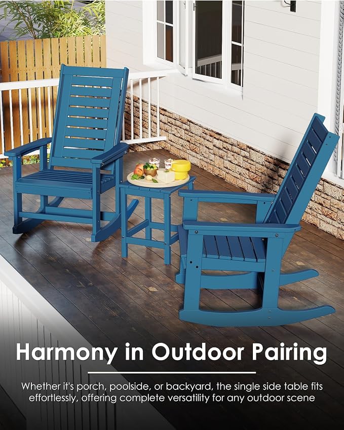 GREENVINES Adirondack-Outdoor-Side-Table | Set of 2 | Single-Tier | 14 x 13 Inches | HDPE Plastic | All Weather | Blue | Outside End Tables | for Patio Porch Backyard Indoor