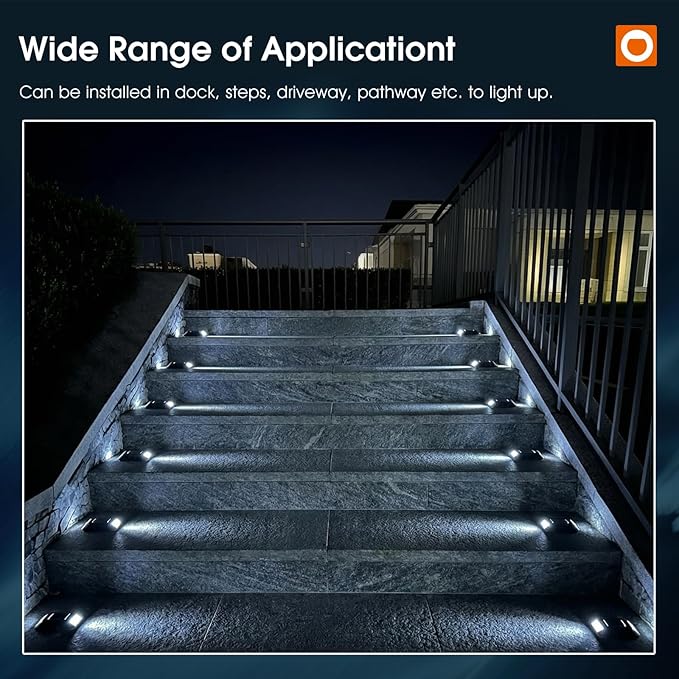 addlon Solar Dock Lights Marine 8 Pack, 2CCT Outdoor Driveway Marker Deck Lights, IP67 Waterproof, Solar Powered Deck Light for Pathway Warning Step Sidewalk Patio, Warm White & Cool White, FCC