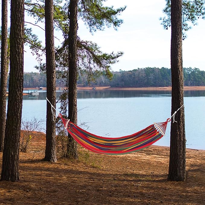 DOITOOL Extra Large Canvas Camping Hammock with Load Capacity Anti-tip Design for Outdoor Travel Beach Garden Use Lightweight Quick-Dry Portable Relaxation Swing for Hiking and Backyard