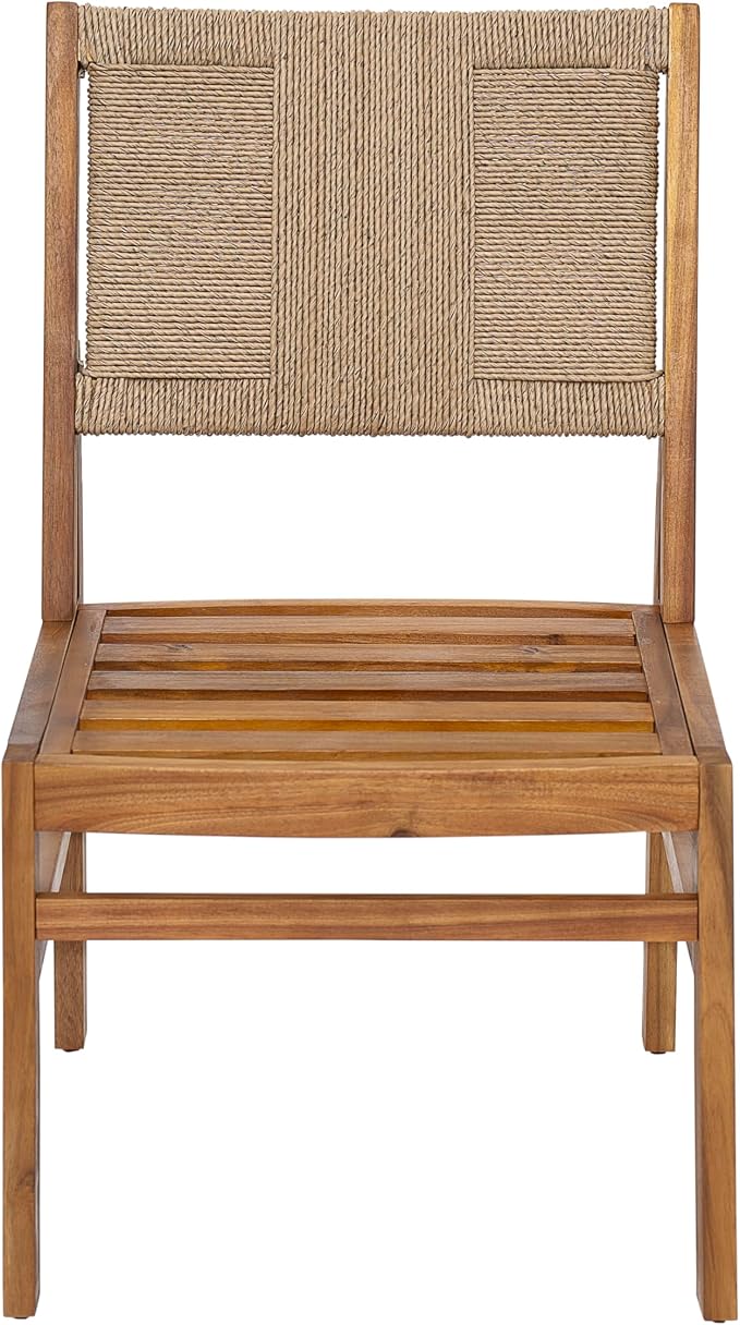 Christopher Knight Home Arly Acacia Wood Patio Dining Set for 6, Solid Wood Outdoor Dining Table Set for 6, 7 Piece Outdoor Dining Set with Rectangular Table and Wicker Backrest, Teak+Cream
