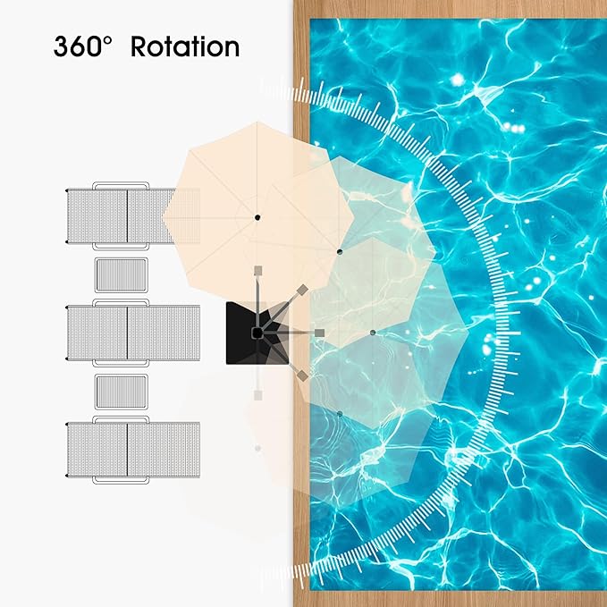 PURPLE LEAF 10 FT Cantilever Patio Umbrellas with Base Included, Large Round Offset Umbrella with 360° Rotation, Outdoor Aluminum Pool Umbrella for Pool Lawn Garden, Beige
