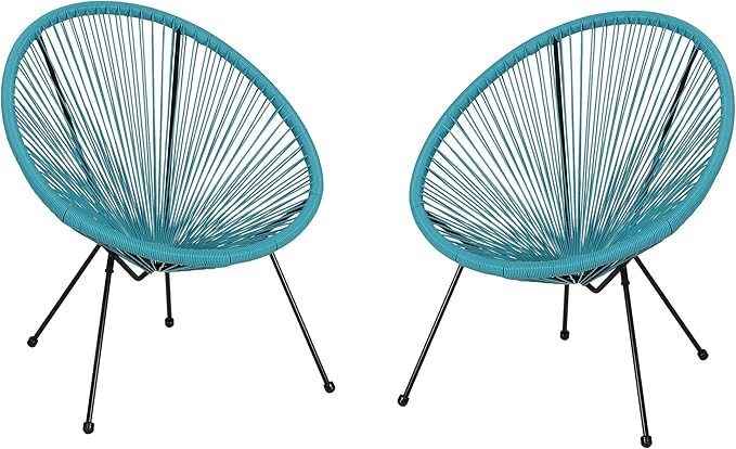 Christopher Knight Home Outdoor Hammock Weave Chair with Steel Frame (Set of 2) - Teal and Black Finish