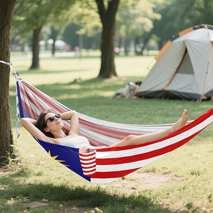 National Flag of Malaysia Hammocks with Portabl Carry Bag Backyard Hammock for Indoor Outdoor Patio