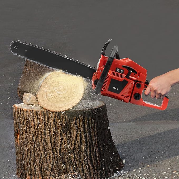 Chainsaw Gas Powered 52cc 20 Inch Chain Saw, 2 Stroke Handheld Cordless Petrol Chainsaws With Fuel Tank, Heavy Duty Chainsaw For Wood Trees Cutting Garden Farm Ranch Home