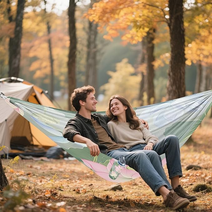 Hammocks for Outside Summer Flowers Camping Hammock Portable Hammocks with Tree Straps and Carry Bag Camping Accessories for Hiking Beach Outdoor
