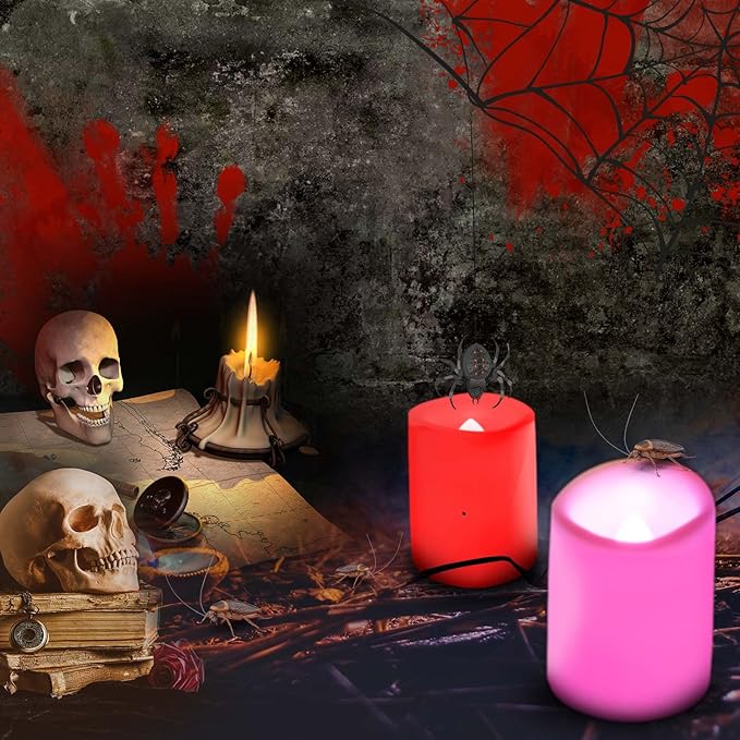 CANDLE IDEA 6 PCS Color Changing Remote Flameless Flickering LED Timer Votive Candles/Colored Battery Operated Tea Light Fake Candle for Outdoor Halloween Pumpkin Easter Christmas Decorations