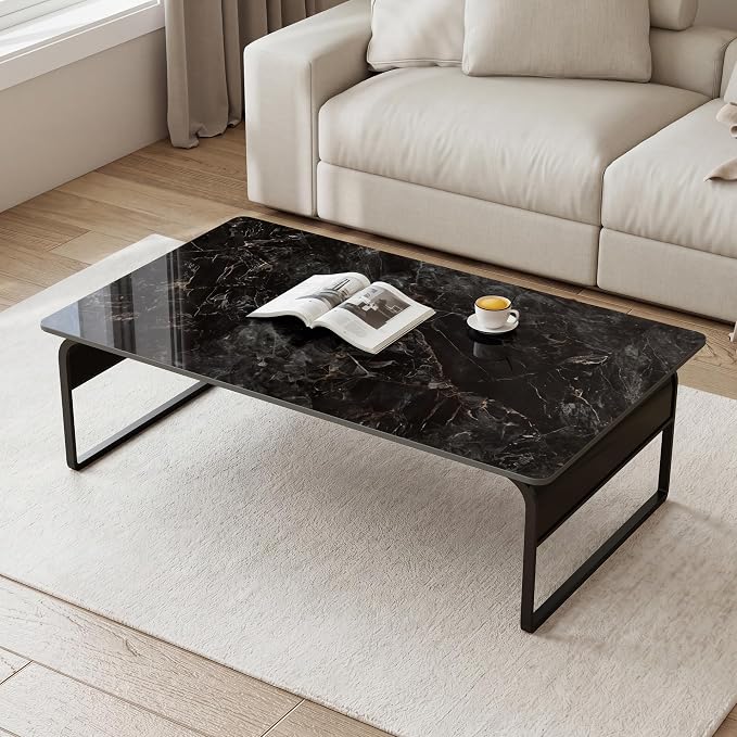 Rectangle Table Top,39.3 ” x 23.6 ” Black Sintered Stone Tabletop, DIY Replacement & Cover Marble Desktop, Scratch & Wear Resistant, Easy to Clean, Suitable for Indoor & Outdoor