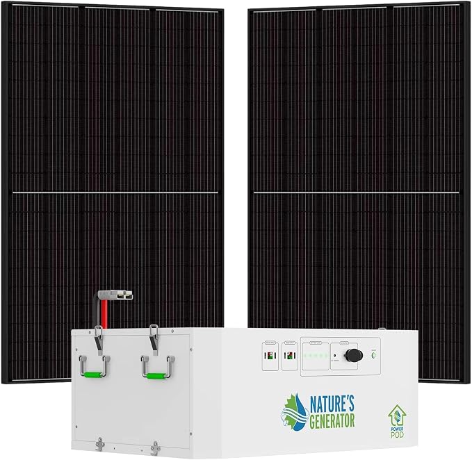 Nature’s Generator Powerhouse Power Addition:4800Wh Power Pod and Two 410W Power Panels,2000W Solar Charging Input, and 1000W Wind Charging Input