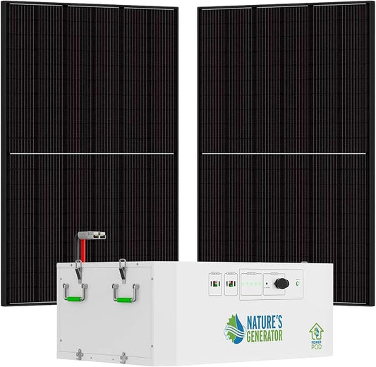 Nature’s Generator Powerhouse Power Addition:4800Wh Power Pod and Two 410W Power Panels,2000W Solar Charging Input, and 1000W Wind Charging Input