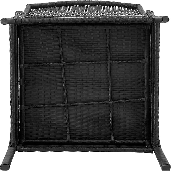Manhattan Comfort Noli 3-Piece Patio Conversation Set, Outdoor Furniture Made of Steel Rattan | Includes 2 Modern Armchairs, Tempered Glass End Table, Removable Waterproof Cushions, Grey