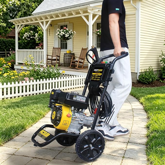 Aceup Energy 3400PSI Gas Pressure Washer Gasoline Powered with 212cc 4 Stroke OHV Engine for Cars, Yards, Farms, Gardens, Walls