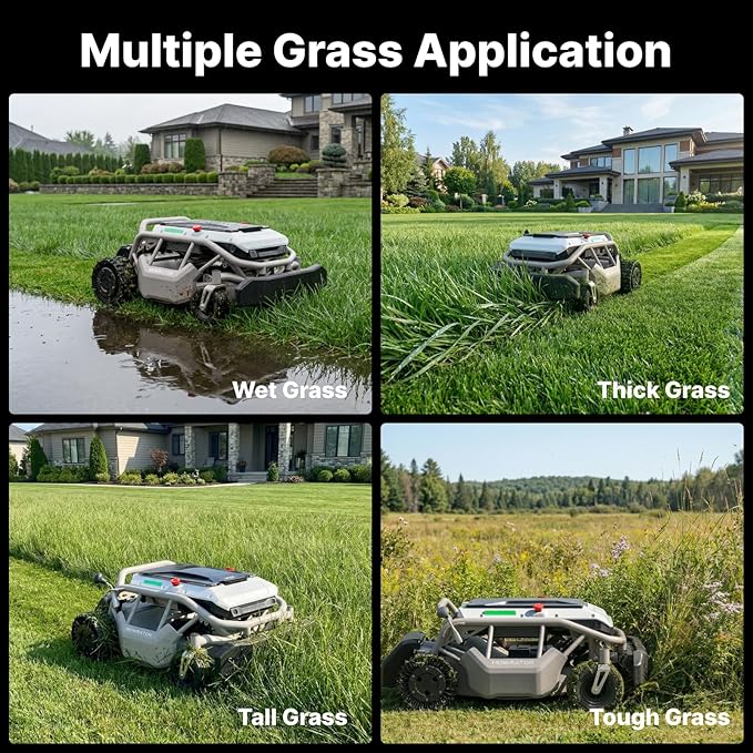 Mowrator S1 2WD 56V 12Ah Remote Control Lawn Mower, 45% (24°) Slope, Upgraded with Deformable Tires & Metal Hubcaps, 21" Steel Blade, 1.8–4.6" Height, Covers up to 0.75 Acre, Mulching Blade Included