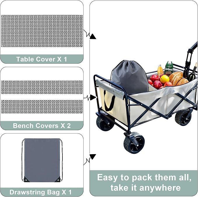 misaya Picnic Table Cover with Bench Cover, Waterproof Elastic Fitted Tablecloth for 8 Foot Tables, Rectangle Washable Polyester Tablecloths for Picnic, Camping, Outdoor (Black, 30" x 96")