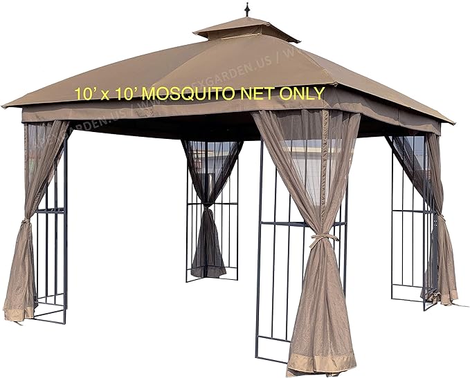 APEX GARDEN Universal 10' x 10' Gazebo Replacement Mosquito Netting (Tan)