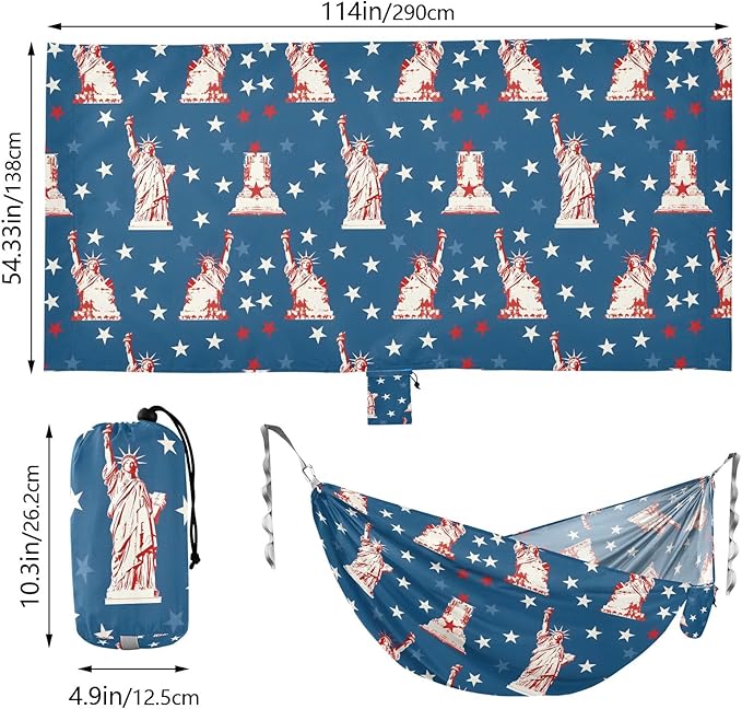 Camping Hammock Outdoor Hammocks for Outside The Statue of Liberty 2 Beach Trees Portable Lightweight with Pockets Tree Straps Indoor Small