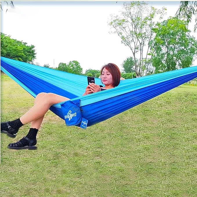 BNEI Camping Hammock - Portable Canvas Hammock, Breathable and Comfortable, with a Load Capacity of 300kg, Suitable for Outdoor, Patio, Terrace (Orange)