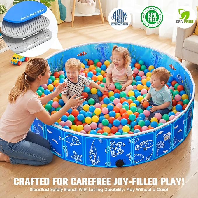 FizZeal Kiddie Pool with Canopy, 49in Foldable Toddler Pool,Pop Up Baby Pool with Shade,UPF 50+UV Portable Swimming Pool for Kids,Collapsible Baby Pool for Beach, Outdoor Toddler Pool for Backyard