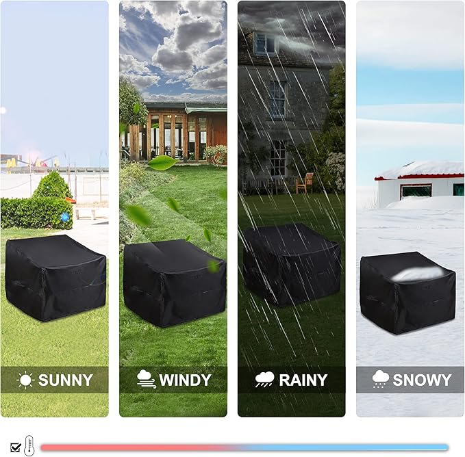 ALSTER Outdoor Chair Covers 2 Pack, Patio Chair Covers(29" L x 30" W x 36" H), Durable and Waterproof Black Furniture Covers for Lounge Deep Seat, Rain Snow Dust Wind-Proof