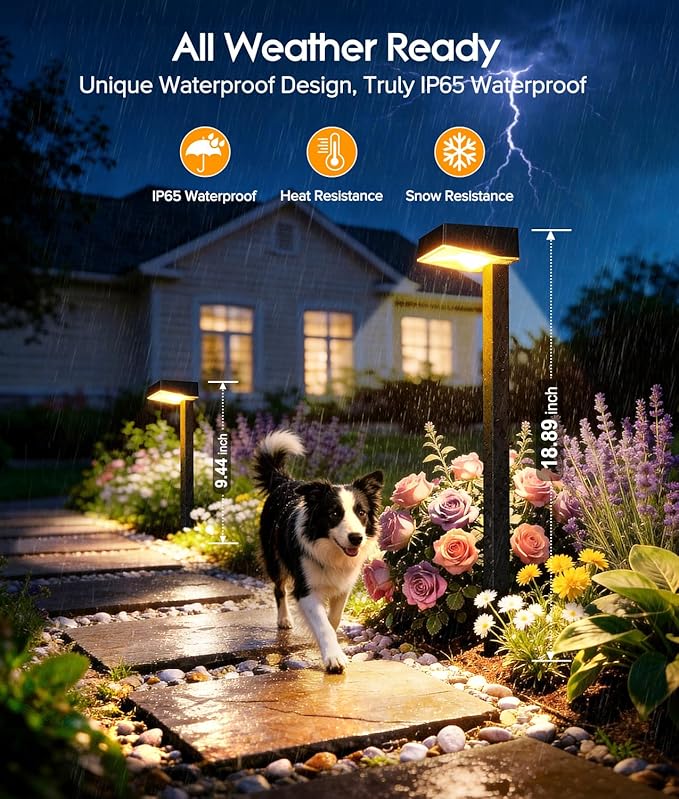 ELECLINK Solar Pathway Lights Outdoor, 4 Pack Garden Lights Solar Powered Path Lights with Bigger LED Lens, 2 Light Modes Waterproof Outdoor Solar Light for Yard Driveway Walkway Landscape Patio Lawn