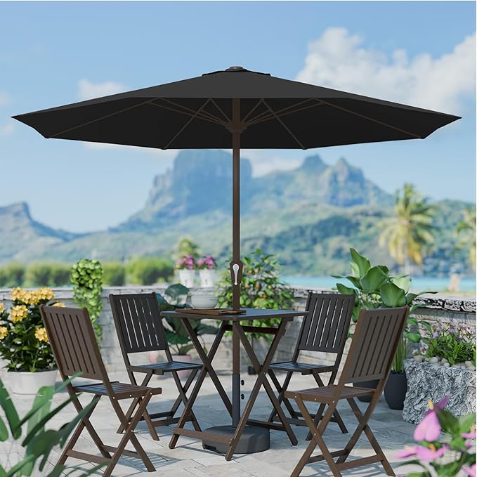 PatioKingdom 11FT Patio Umbrella,Outdoor Umbrella with Push Button Tilt and Crank,Market Table Umbrella with 8 Sturdy Fiberglass Ribs UV Protection