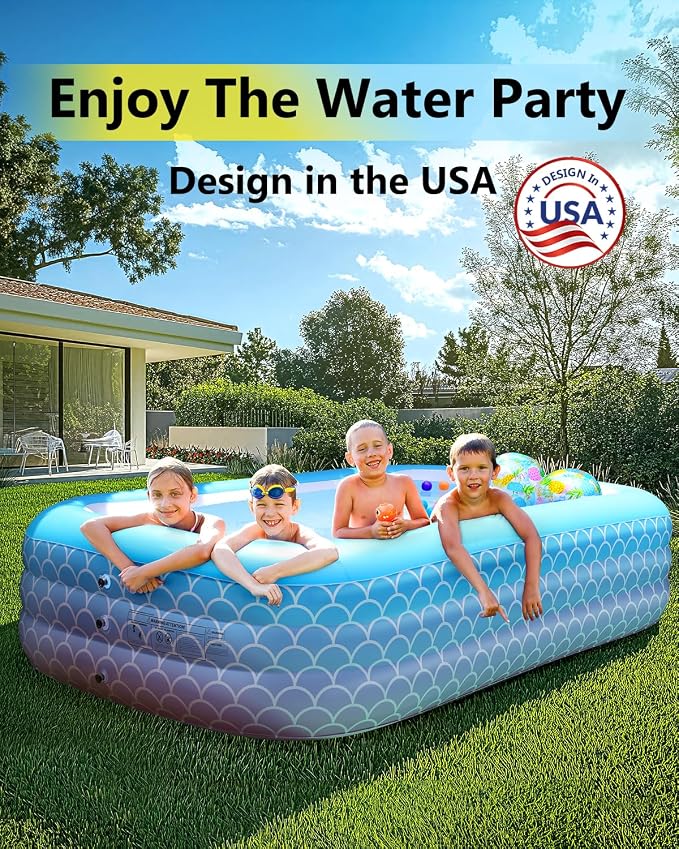2025 Upgrade Inflatable Pool for Kids and Adults-130"*72"*22" Full-Sized Inflatable Swimming Pool Leakproof Blow Up Above Ground for Backyard Outdoor Garden Summer Water Party Pink