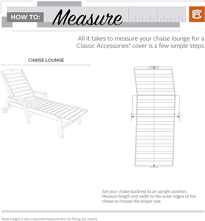Classic Accessories Terrazzo Water-Resistant 66 Inch Patio Chaise Lounge Chair Cover, Patio Furniture Covers