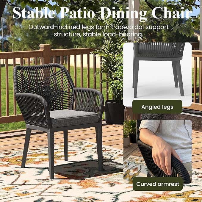 LayinSun Outdoor Dining Set for 8, 10 Pieces Patio Furniture Sets with Aluminum Dining Table and Rope Weave Chairs