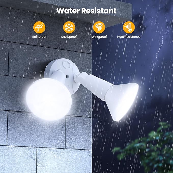 Onforu 2-Pack Adjustable Twin PAR Holder, Outdoor Flood Light Fixture Max 300W (Bulbs Not Included), Switch Controlled Security Lights, Exterior Flood Lighting for Garage, Driveway, Porch
