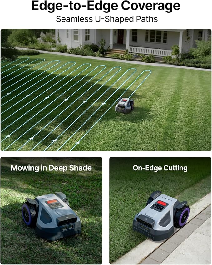 ANTHBOT M5 Robot Lawn Mower 1/8 Acre, Dual Vision+Full-Band RTK Robotic Lawnmower, No Perimeter Wire, App Control Obstacle Avoidance, 45% Slope, Cutting Height, Multi-Zone Mapping