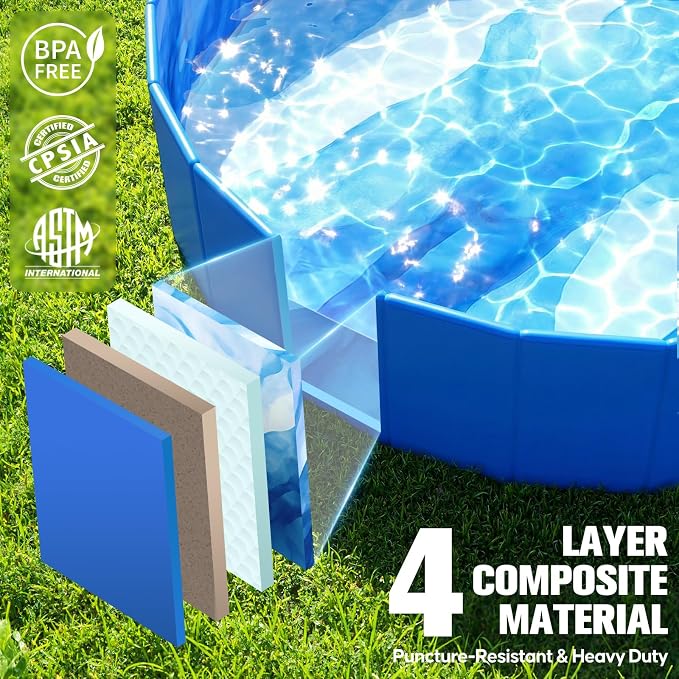 2026 Foldable Dog Kiddie Pool,Portable Hard Plastic Dog Pool,Thickened Kids Swimming Pool For Small Dogs,Collapsible Pet Pool,NonSlip Foldable Plastic Dog Wading Pool,Bathtub For Puppy,32*8in