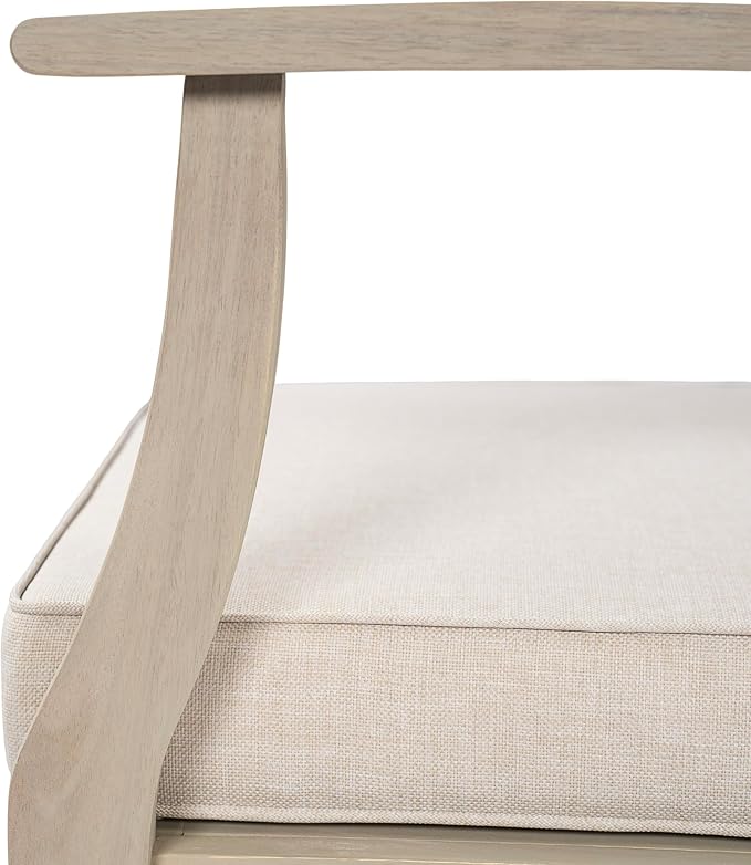 Christopher Knight Home Hugo Acacia Wood Outdoor Patio Furniture Set for 5, V-Shape Patio Sectional Sofa Set with Cushions and Slat Coffee Table, Modern Patio Conversation Set, Light White+Sand