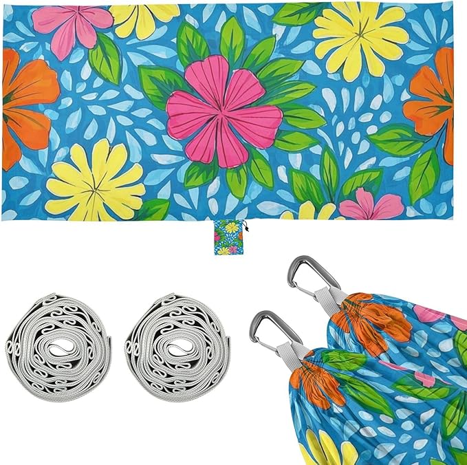 Hawaiian Style Colorful Flowers 330lb Capacity Hammocks for Camping with Hanging Rope Portable Hammock for Indoor Outdoor Patio jamaca para Patio