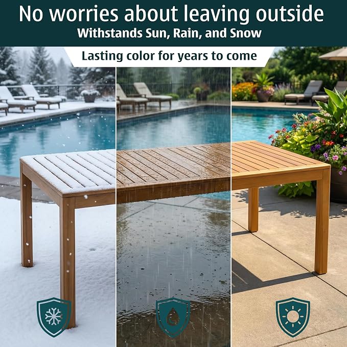 Acacia 7 Pieces Outdoor Dining Set for 6-Person, 63" L Classic Rectangular Table & 6 Handwoven Rope Chairs - Eucalyptus Grandis Solid Wood, Weather Resistant Patio Furniture Set, Natural